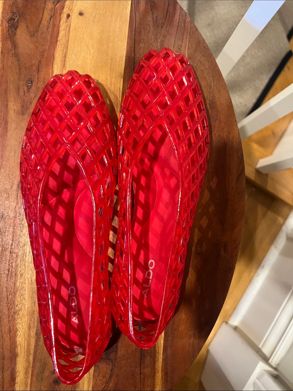 ALDO Red Lattice Jelly Ballet Flats